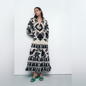 ZARA NWT PRINTED MAXI DRESS BLACK WHITE XS,S,M